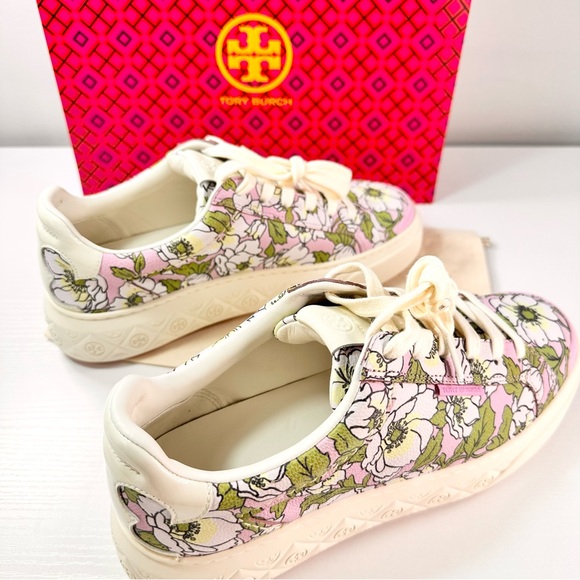 Tory Burch Ladybug Leather Sneaker, Purple Bold Flowers Oyster - Picture 7 of 14